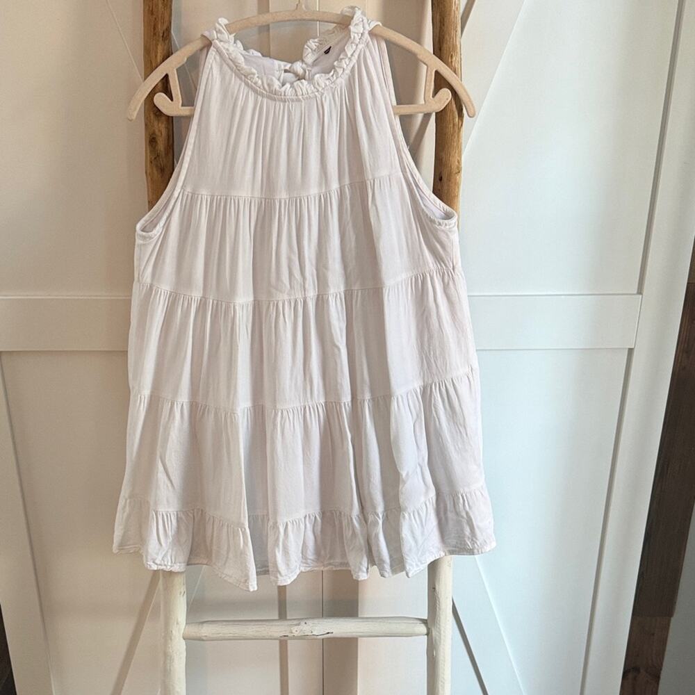 Boutique Elegant White Pleated Collar Swing Bow Dress Small - Picture 3 of 4